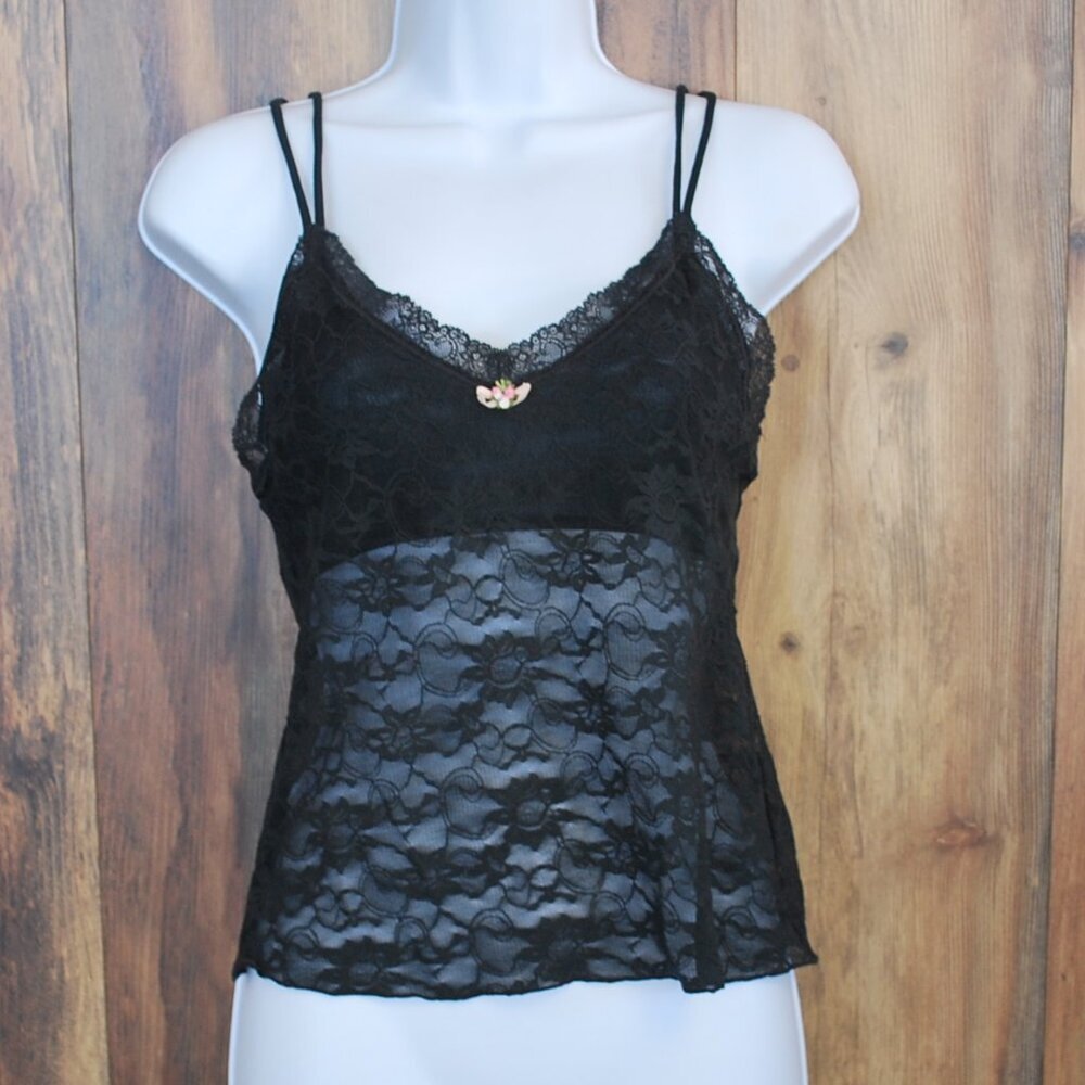 Victoria's Secret Angels Black Lace Camisole Cami M